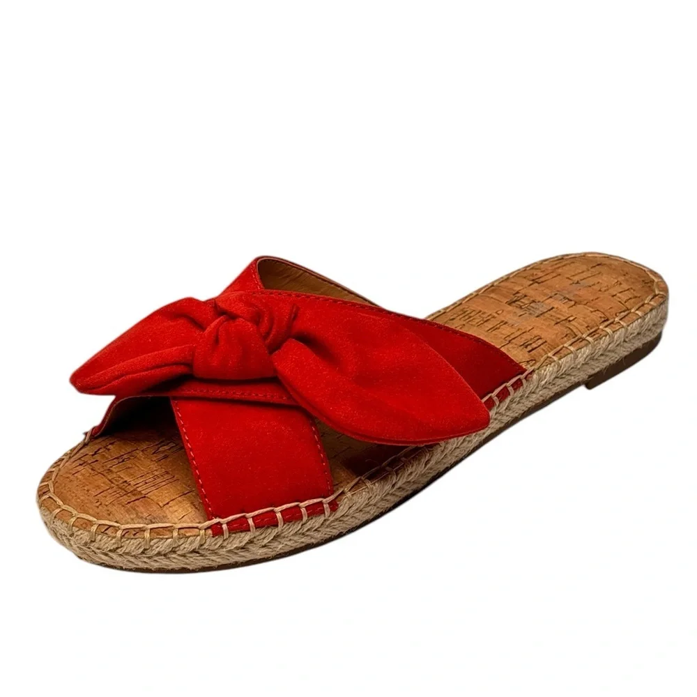 Nine West Bellah Red Espadrilles Sandals Comfy Flats Women Size 8.5M Brand New